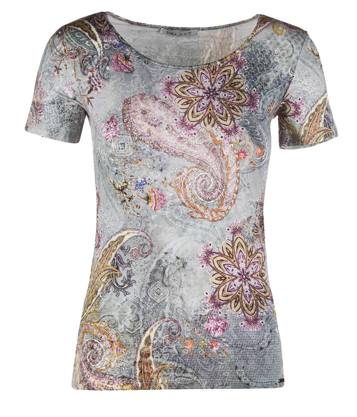 Short-sleeved viscose blouse with paisley motif 0